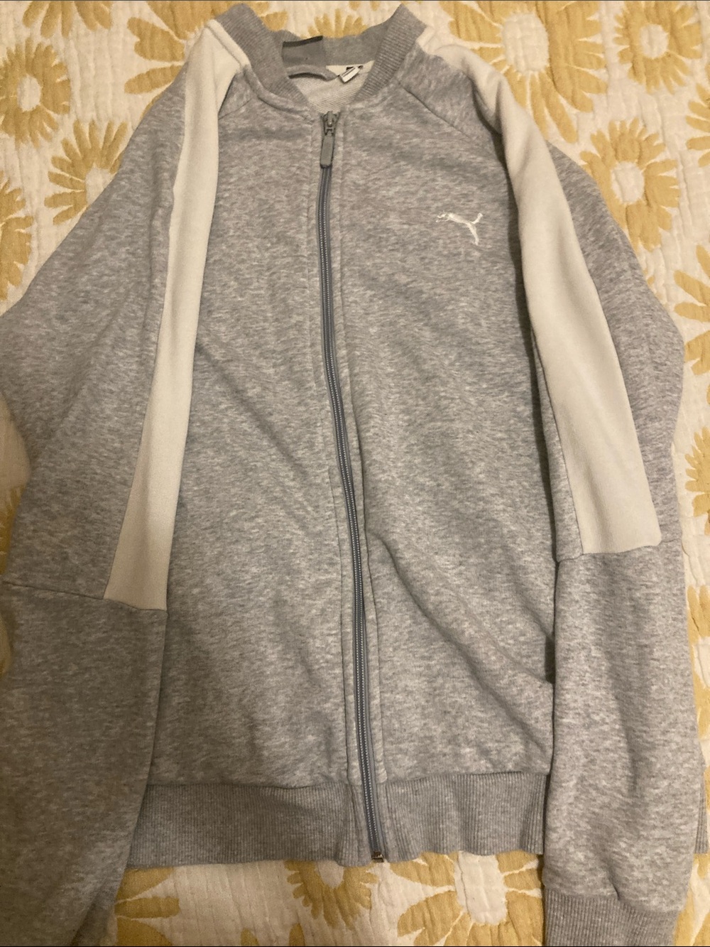 Puma Light Grey and Cream Zip-Up Men’s Sweatshirt